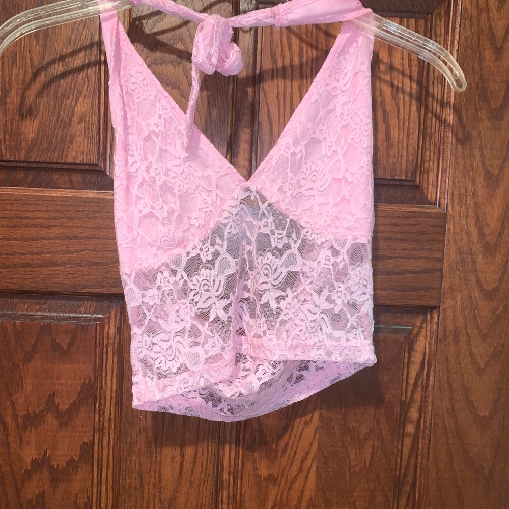 Pink Lace Halter Teddy